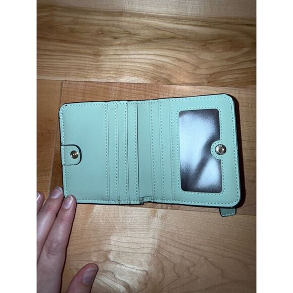 Women's Green Faux Leather Fold Out Wallet with Black Trim - Picture 3 of 3